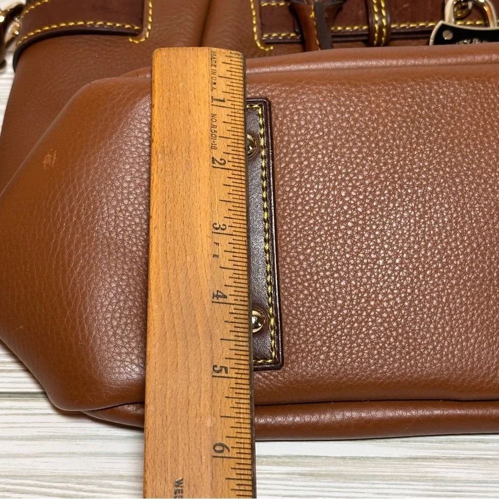 Dooney & Bourke Pebble Leather Satchel Shoulder Bag – Brown with Lock Detail - Picture 15 of 15